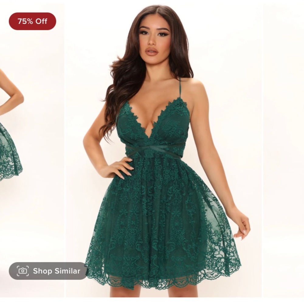 Fashion Nova - Perfect Date Lace Mini Dress Green brand New